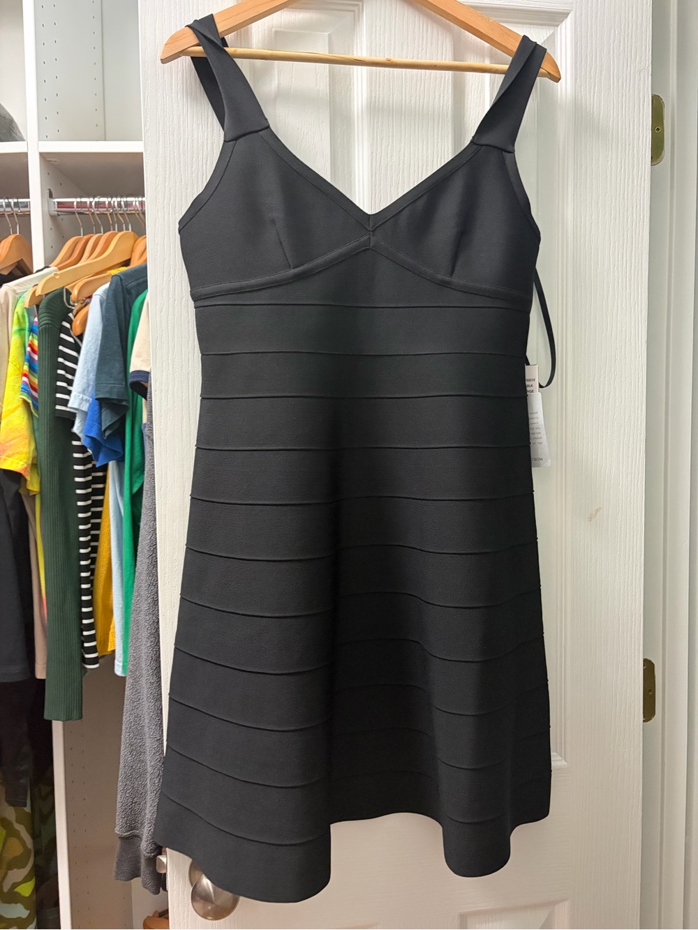 bebe Black Strappy Mini A-Line Dress